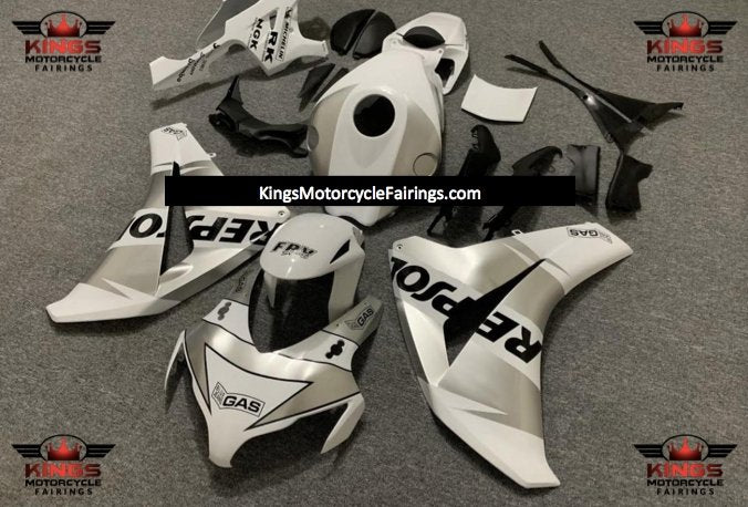 White and Silver Repsol Fairing Kit for a 2008, 2009, 2010 & 2011 Honda CBR1000RR motorcycle