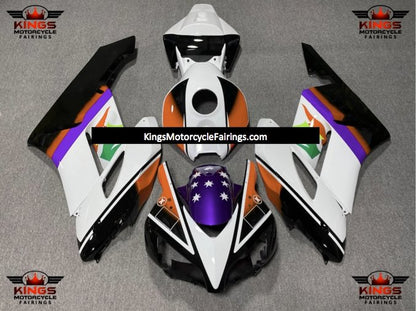 White, Black, Orange, Green and Blue Fairing Kit for a 2004 and 2005 Honda CBR1000RR motorcycle