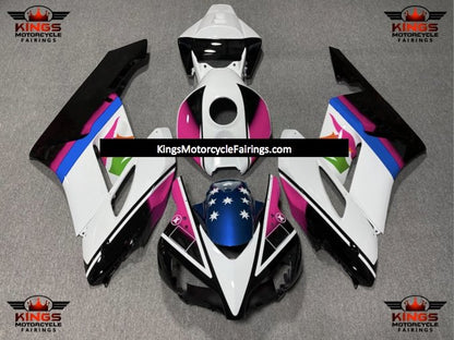 White, Black, Pink, Blue, Green and Orange Fairing Kit for a 2004 and 2005 Honda CBR1000RR motorcycle