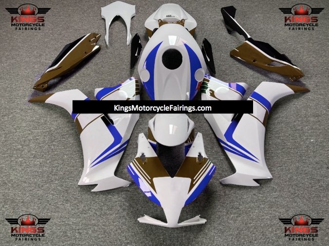 White, Blue and Brown Fairing Kit for a 2012, 2013, 2014, 2015 & 2016 Honda CBR1000RR motorcycle
