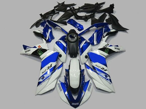 White and Blue Fairing Kit for a Yamaha YZF-R3 2015, 2016, 2017 & 2018 motorcycle