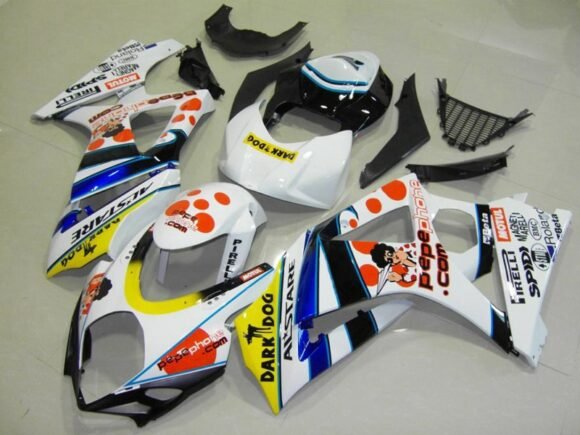 White Dark Dog Fairing Kit for a 2007 & 2008 Suzuki GSX-R1000 motorcycle