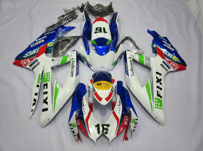 White Fixi Fairing Kit for a 2008, 2009, & 2010 Suzuki GSX-R600 motorcycle