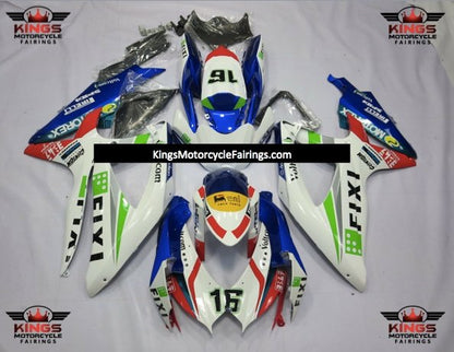 Suzuki GSXR750 (2008-2010) White Fixi 16 Fairings