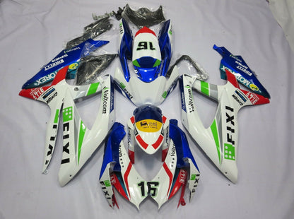 White Fixi 16 Fairing Kit for a 2008, 2009 & 2010 Suzuki GSX-R750 motorcycle