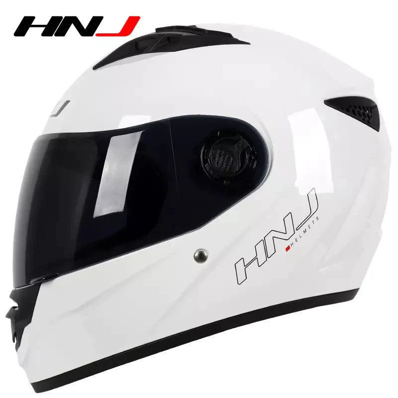 The White HNJ Full-Face Motorcycle Helmet is brought to you by Kings Motorcycle Fairings
