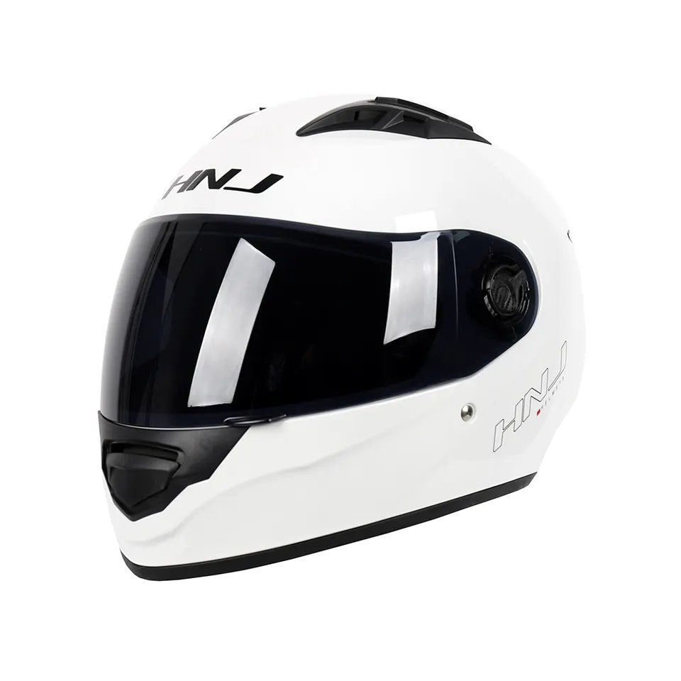 The White HNJ Full-Face Motorcycle Helmet is brought to you by KingsMotorcycleFairings.com