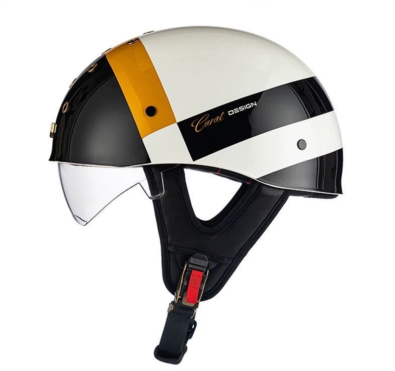 White, Black & Gold Carat Helmet at KingsMotorcycleFairings.com