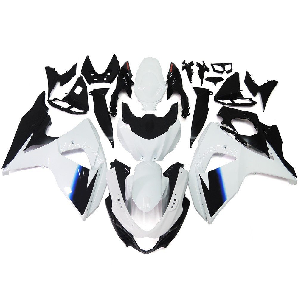 White, Black and Blue Fairing Kit for a 2009, 2010, 2011, 2012, 2013, 2014, 2015 & 2016 Suzuki GSX-R1000 motorcycle