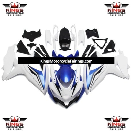 Suzuki GSXR750 (2008-2010) White, Blue & Black Fairings