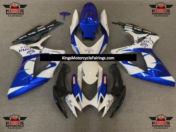 Suzuki GSXR600 (2006-2007) White, Blue & Black Tribal Corona Fairings