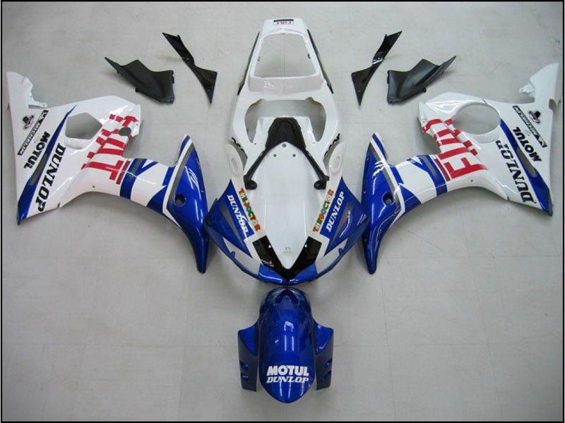 White, Blue and Red FIAT Fairing Kit for a 2003 & 2004 Yamaha YZF-R6 motorcycle