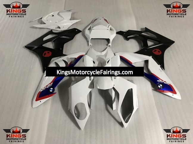 BMW S1000RR (2017-2018) White, Matte Black, Red & Blue Fairings
