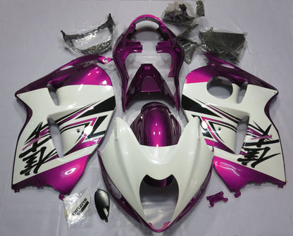 White, Pink and Black Fairing Kit for a 1999, 2000, 2001, 2002, 2003, 2004, 2005, 2006, & 2007 Suzuki GSX-R1300 Hayabusa motorcycle