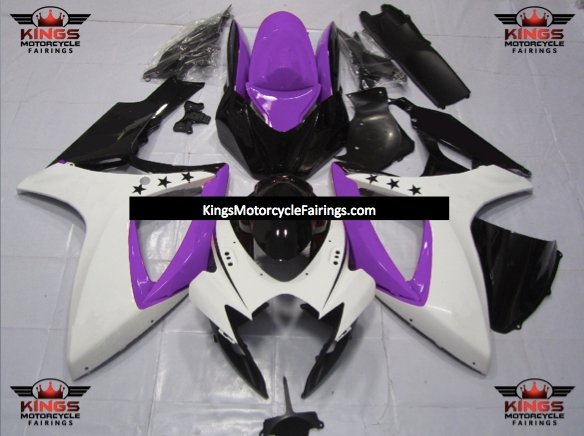 Suzuki GSXR600 (2006-2007) White, Purple & Black Star Fairings