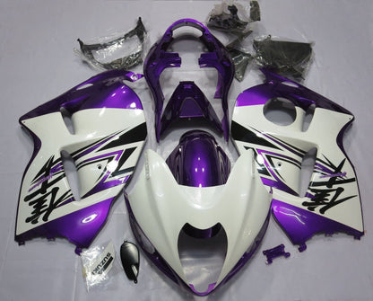 White, Purple and Black Fairing Kit for a 1999, 2000, 2001, 2002, 2003, 2004, 2005, 2006, & 2007 Suzuki GSX-R1300 Hayabusa motorcycle