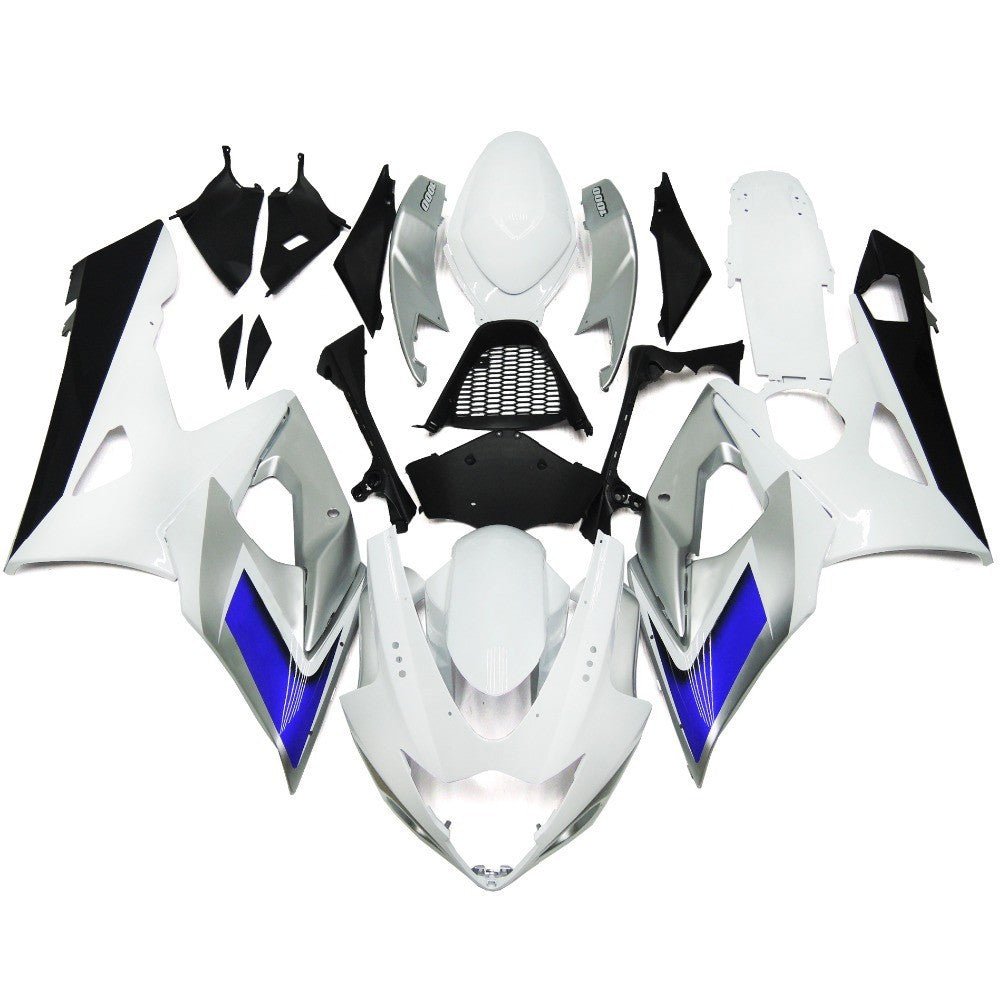 White, Silver, Blue and Black Fairing Kit for a 2005 & 2006 Suzuki GSX-R1000 motorcycle