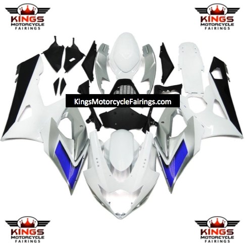 Suzuki GSXR1000 (2005-2006) White, Silver, Blue & Black Fairings