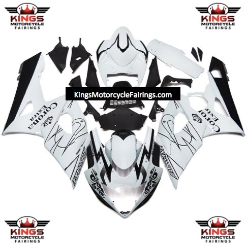 Suzuki GSXR1000 (2005-2006) White & Black Tribal Corona Fairings