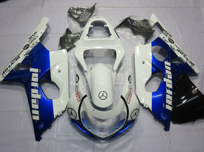 White and Blue Jordan Fairing Kit for a 2000, 2001 & 2002 Suzuki GSX-R1000 motorcycle