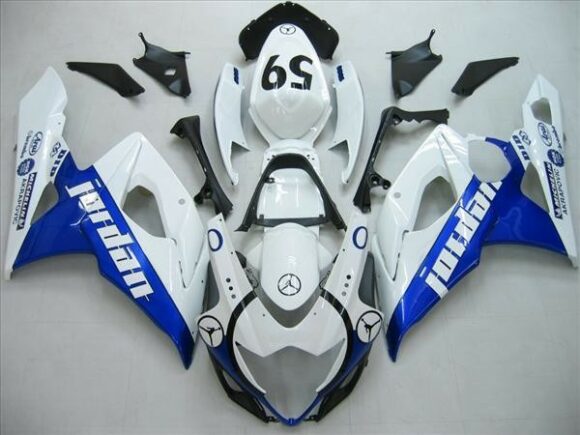 White and Blue Jordan Fairing Kit for a 2005 & 2006 Suzuki GSX-R1000 motorcycle