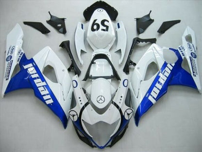 White and Blue Jordan Fairing Kit for a 2005 & 2006 Suzuki GSX-R1000 motorcycle