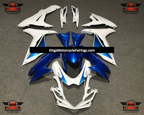Suzuki GSXR600 (2011-2023) White & Blue Fairings at KingsMotorcycleFairings.com