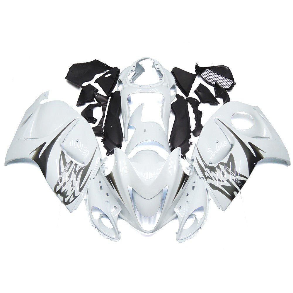 White and Silver Fairing Kit for a 2008, 2009, 2010, 2011, 2012, 2013, 2014, 2015, 2016, 2017, 2018 & 2019 Suzuki GSX-R1300 Hayabusa motorcycle