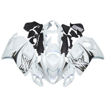 White and Silver Fairing Kit for a 2008, 2009, 2010, 2011, 2012, 2013, 2014, 2015, 2016, 2017, 2018 & 2019 Suzuki GSX-R1300 Hayabusa motorcycle