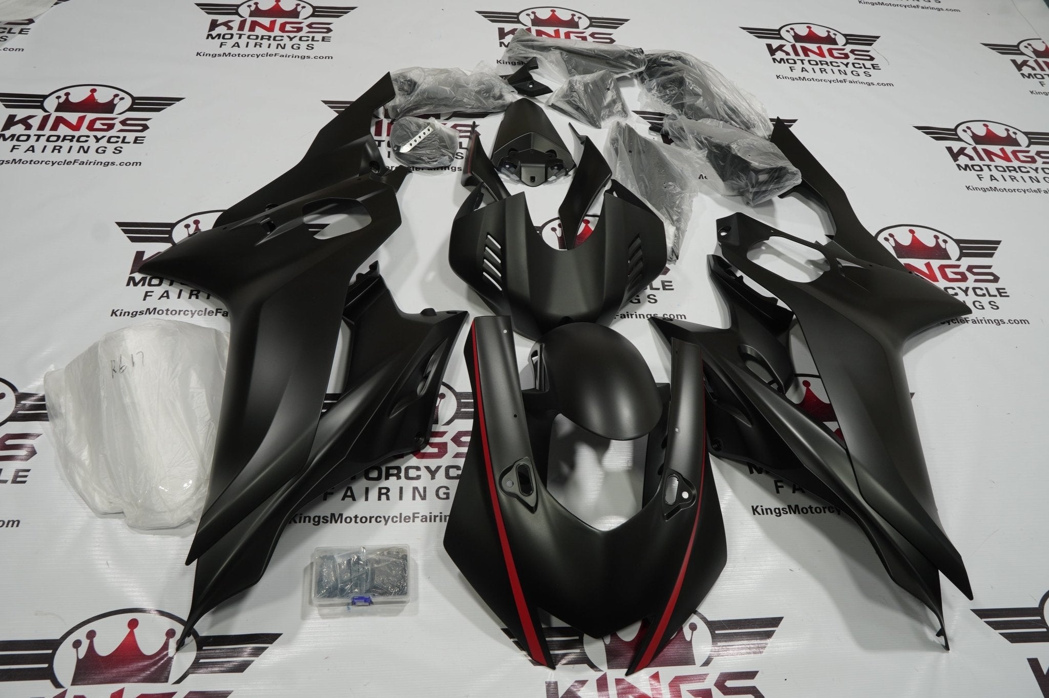 YAMAHA YZF-R6 Fairings (2017-2022) Matte Black, Red at KingsMotorcycleFairings.com