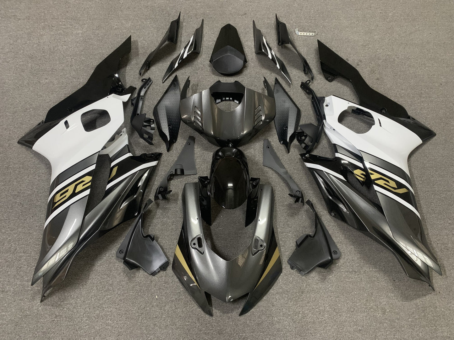 YAMAHA YZF-R6 (2017-2022) Gray, White, Black, Gold Fairings at KingsMotorcycleFairings.com