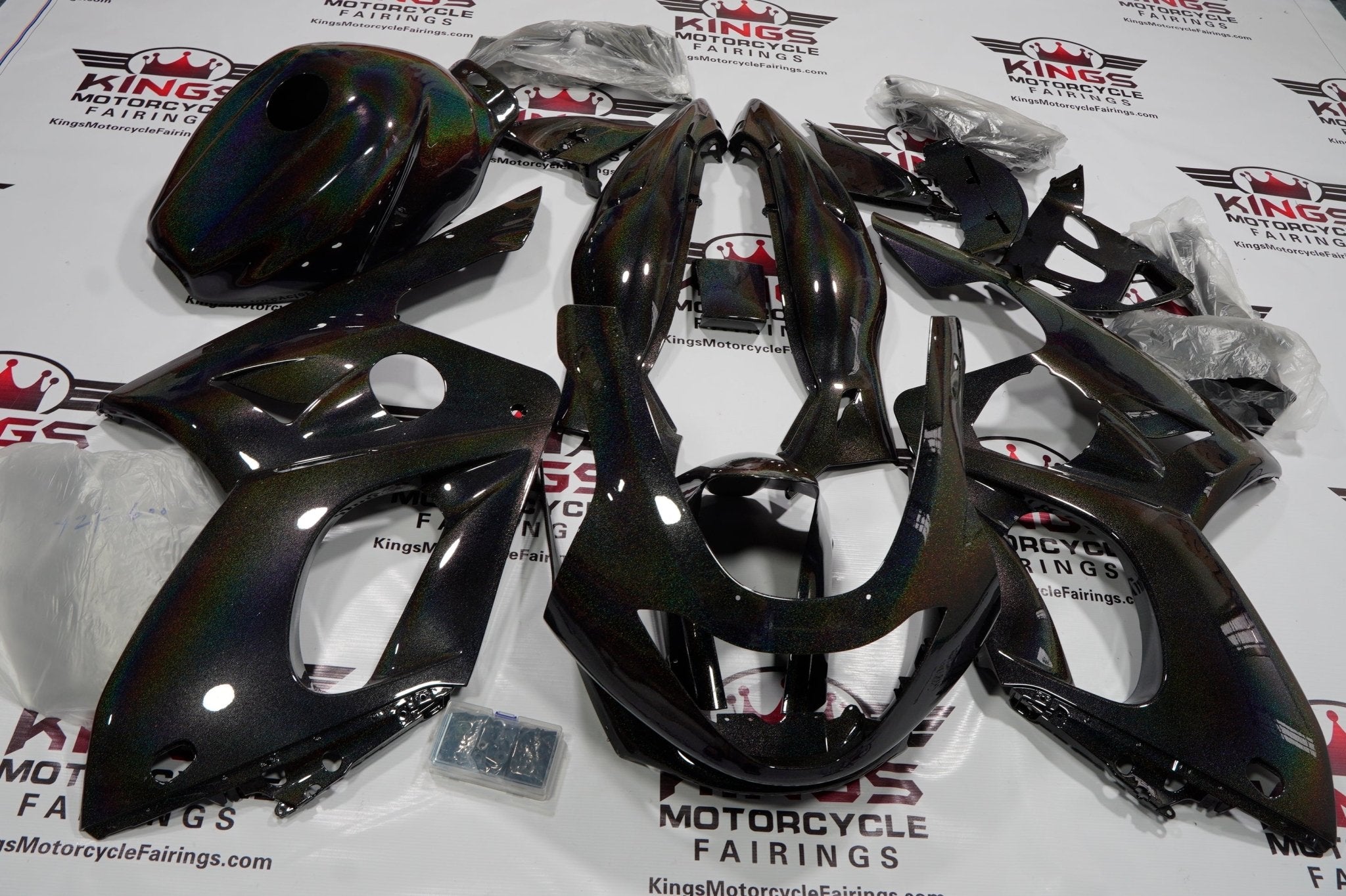 Yamaha YZF600R (1998-2007) Holographic Rainbow Glitter Fairing Kit at KingsMotorcycleFairings.com