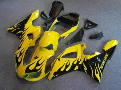 Yamaha R1 Fairing Kit (1998-1999) Yellow, Black Flame at KingsMotorcycleFairings.com
