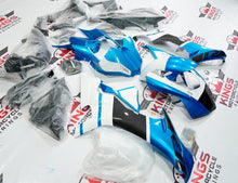 Yamaha R1 Fairing Kit (2015-2019) Blue, White, Faux Carbon Fiber at KingsMotorcycleFairings.com