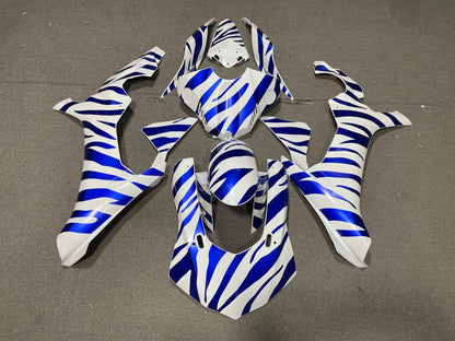 Yamaha R1 Fairing Set (2020-2025) White, Blue Zebra at KingsMotorcycleFairings.com