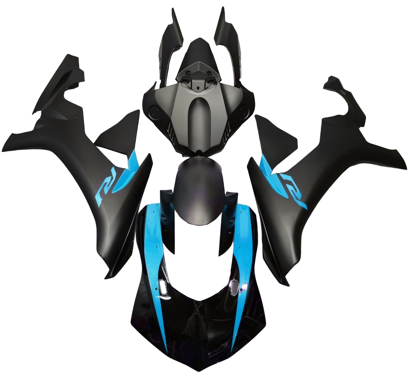 Yamaha R1 Fairings (2020-2025) Matte Black, Gloss Black, Light Blue Fairings at KingsMotorcycleFairings.com