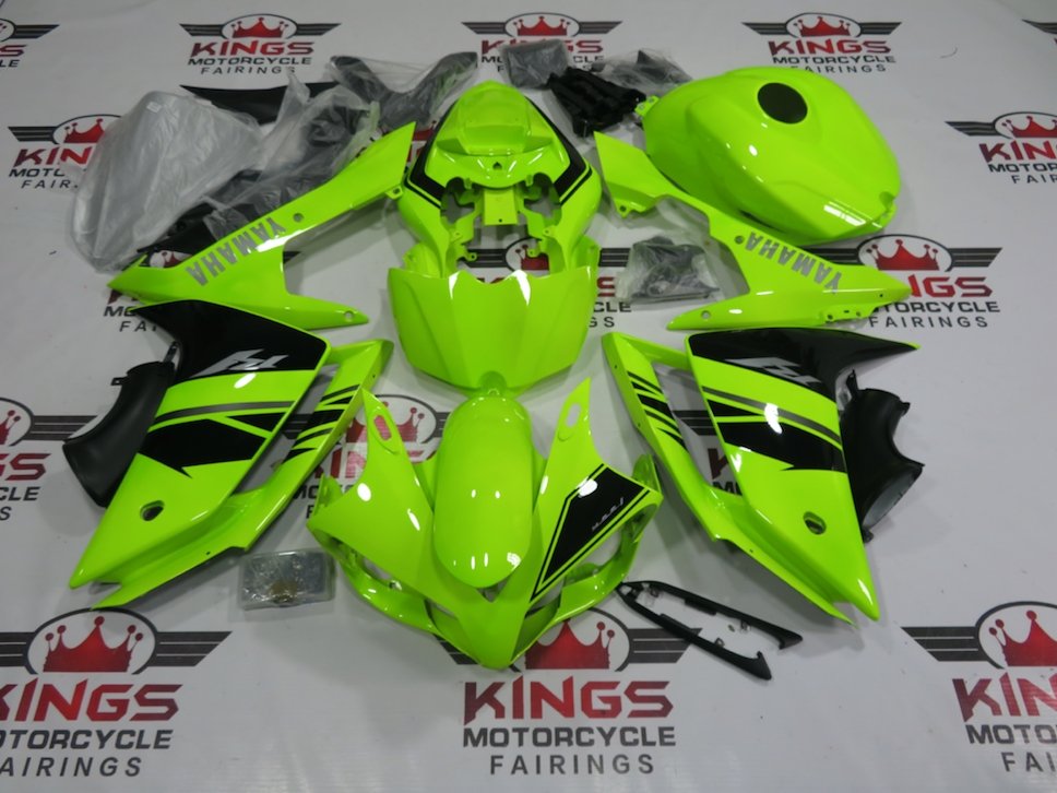Yamaha YZF-R1 Fairings (2007-2008) Neon Yellow, Black, Silver at KingsMotorcycleFairings.com