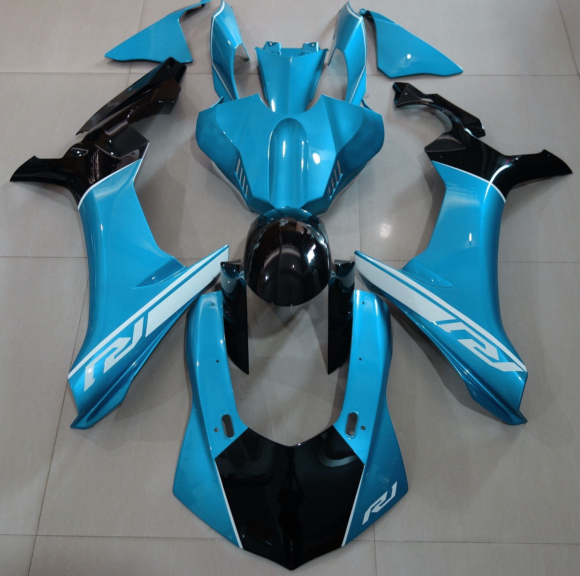 Yamaha YZF-R1 Fairings (2020-2025) Light Blue, Black, White at KingsMotorcycleFairings.com