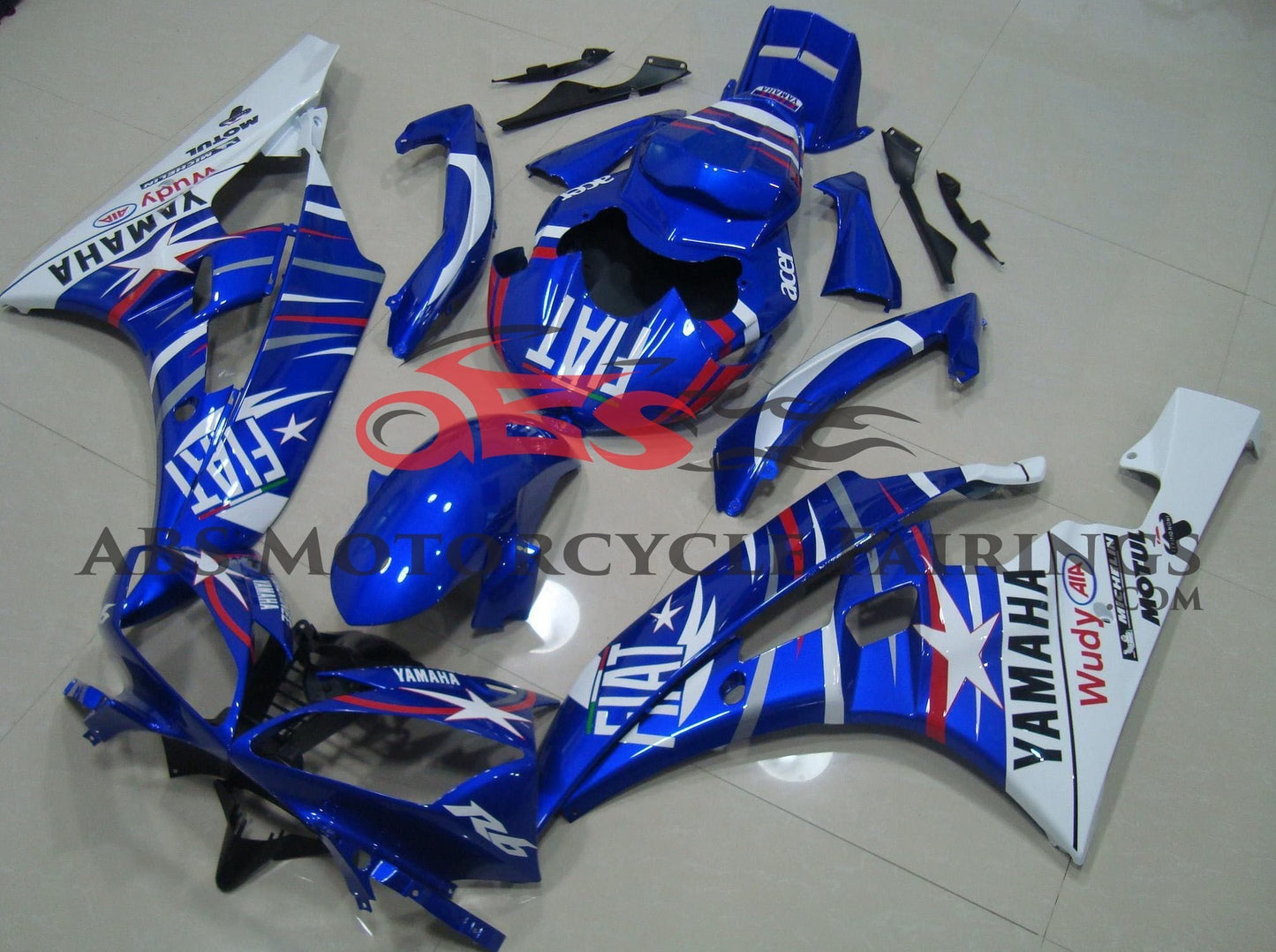 Yamaha YZF-R6 Fairings (2006-2007) Blue, White, Red Fiat from KingsMotorcycleFairings.com