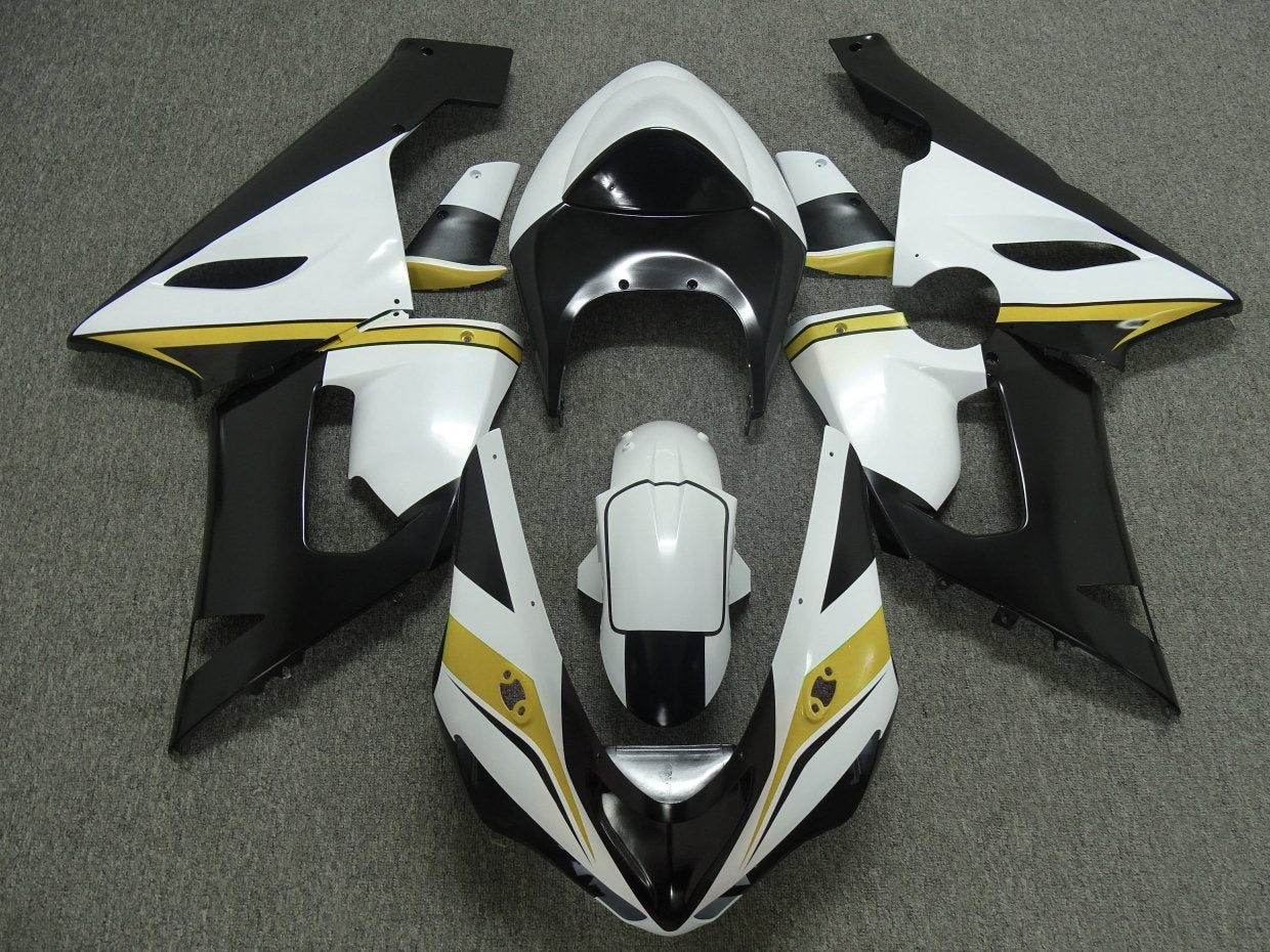 White, Black and Yellow Fairing Kit for a 2005 & 2006 Kawasaki ZX-6R 636 motorcycle
