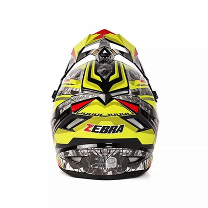 Yellow, Black, Red & White Zebra Dirt Bike Motorcycle Helmet - KingsMotorcycleFairings.com