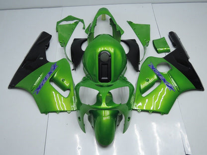 Green, Matte Black and Blue Fairing Kit for a 2000 & 2001 Kawasaki Ninja ZX-12R motorcycle