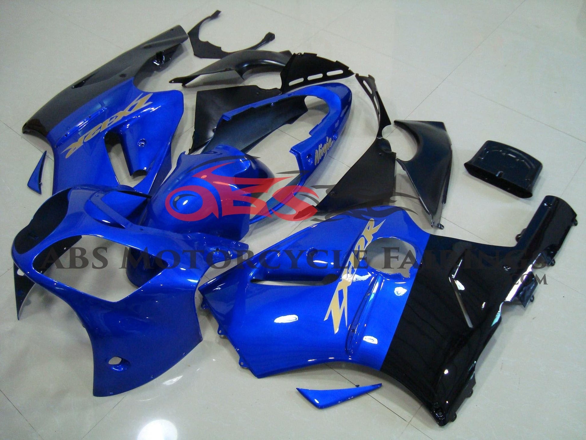 Kawasaki Ninja ZX12R Fairings (2000-2001) Blue, Black, Gold at KingsMotorcycleFairings.com