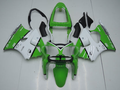 Green, White and Black Fairing Kit for a 2000, 2001 & 2002 Kawasaki ZX-6R 636 motorcycle