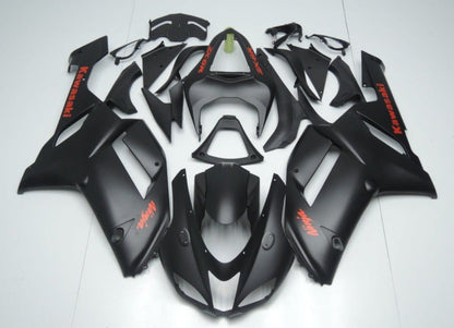 All Matte Black and Red Fairing Kit for a 2007 & 2008 Kawasaki Ninja ZX-6R 636 motorcycle