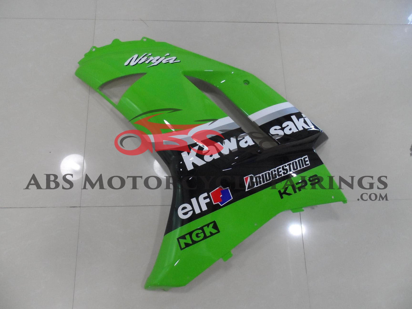 Green, Black and White Fairing Kit for a 2007 & 2008 Kawasaki Ninja ZX-6R 636 motorcycle