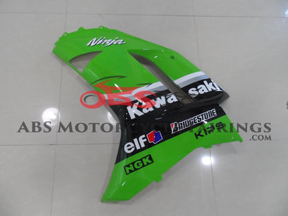 Green, Black and White Fairing Kit for a 2007 & 2008 Kawasaki Ninja ZX-6R 636 motorcycle