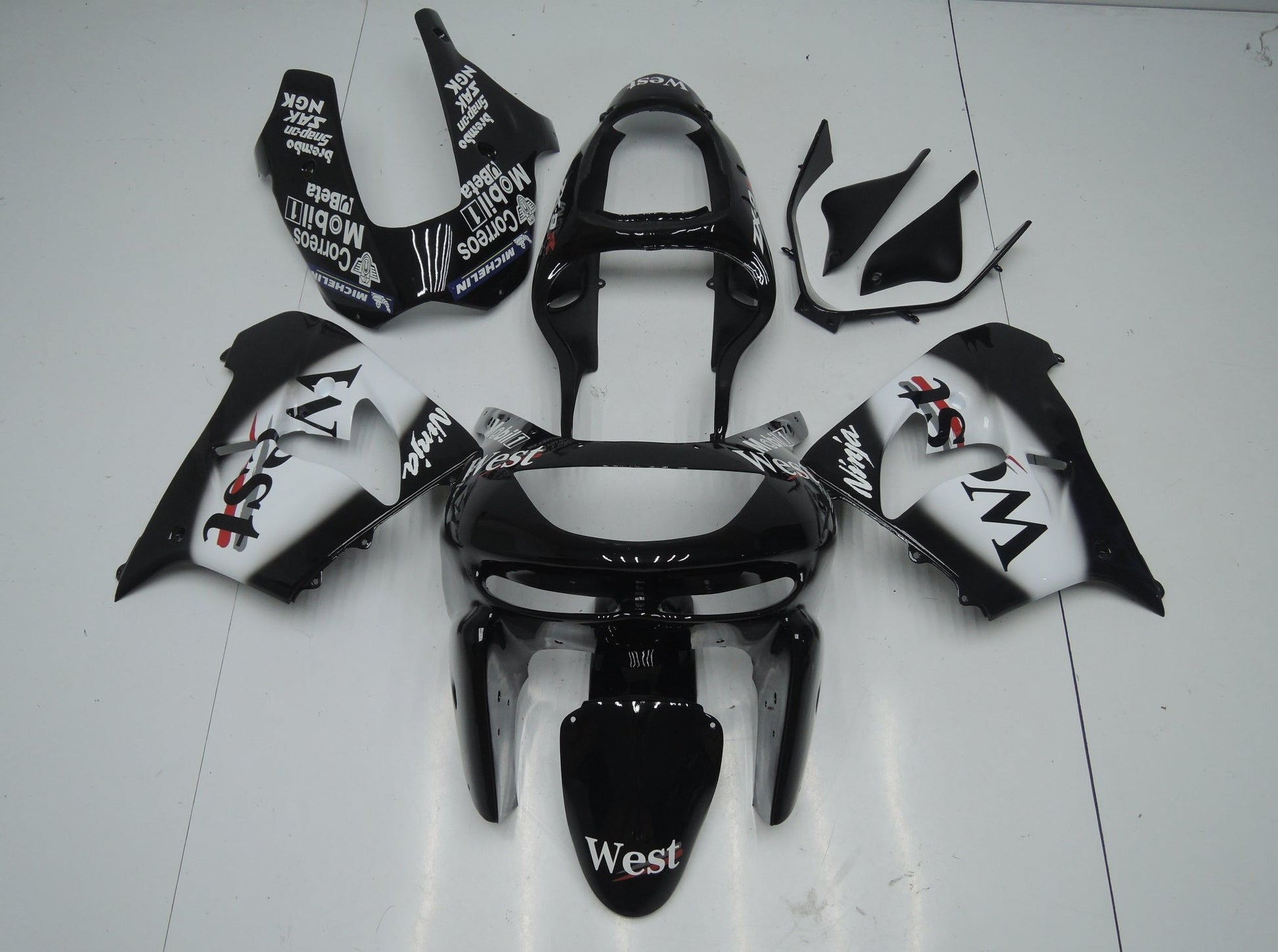 Fairing Kit for a Kawasaki ZX-9R (1998-1999) Black & White West