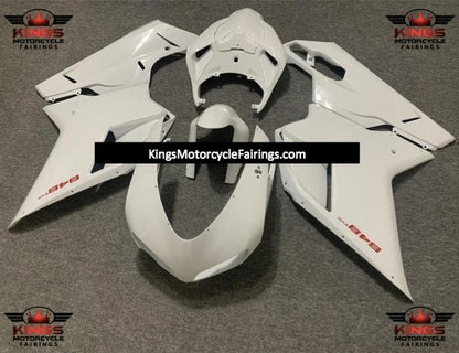 Pearl White and Red Fairing Kit for a 2007, 2008, 2009, 2010, 2011 & 2012 Ducati 1198 motorcycle